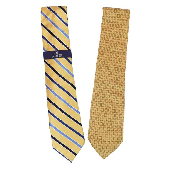 Stafford Other - Lot of 2 100% Silk Mens Neck Ties Stafford Neo Bill Blass Stipe Geometric